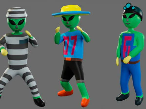 Cartoon characters-3 aliens 3D Model