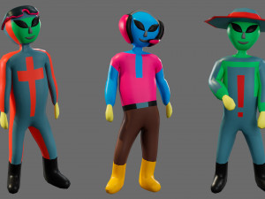 Cartoon characters-3 aliens 3D Модель