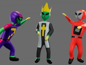 Cartoon characters-3 aliens 3D Модель