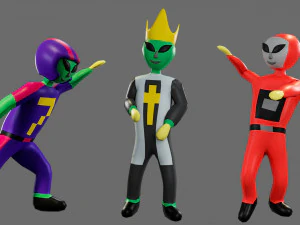Cartoon characters-3 aliens 3D Model