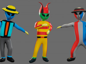 Cartoon characters-3 aliens 3D Модель