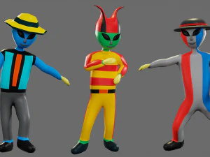 Cartoon characters-3 aliens 3D Model