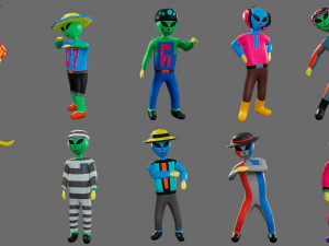Cartoon characters-3 aliens 3D Model