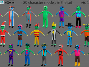 Cartoon characters-3 aliens 3D Модель