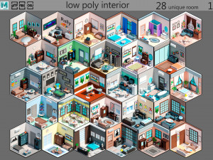 Low poly interior 3 3D Model