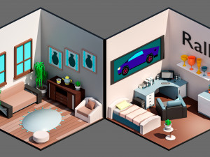 Low poly interior 3 3D 모델