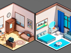 Low poly interior 3 3D Model