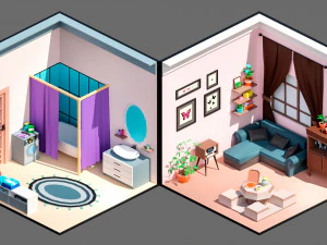 Low poly interior 3 3D Model