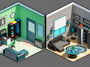 Low poly interior 3 3D 모델
