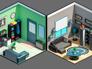 Low poly interior 3 3D Model