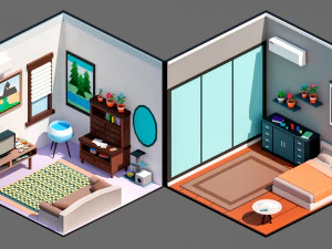 Low poly interior 3 3D Model