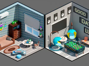 Low poly interior 3 3D Model
