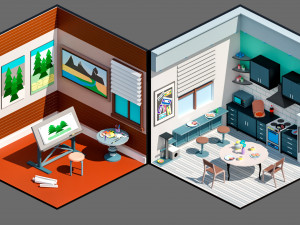 Low poly interior 3 3D 모델