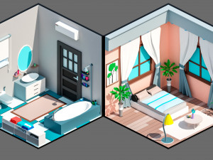 Low poly interior 3 3D 모델