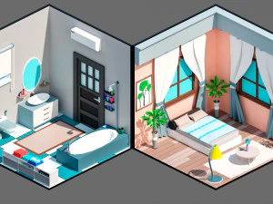 Low poly interior 3 3D Model