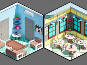 Low poly interior 3 3D Model