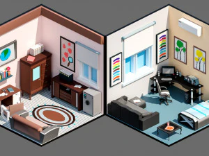 Low poly interior 3 3D Model