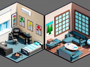 Low poly interior 3 3D 모델
