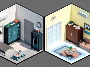 Low poly interior 3 3D Model