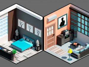 Low poly interior 3 3D 모델
