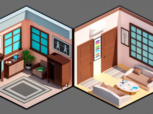 Low poly interior 3 3D Model