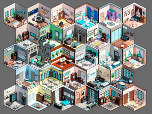 Low poly interior 3 3D Model