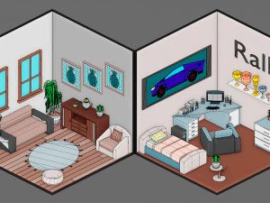 Low poly interior 3 3D Model