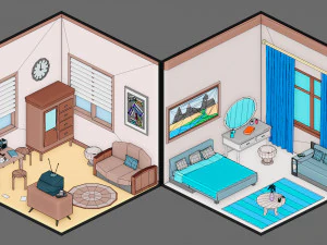 Low poly interior 3 3D Model