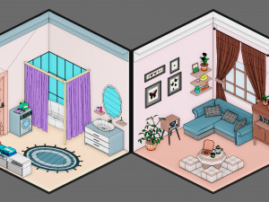 Low poly interior 3 3D 모델