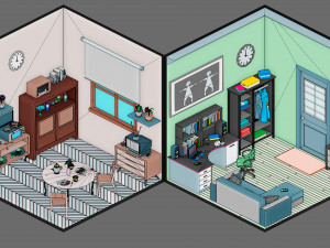 Low poly interior 3 3D 모델