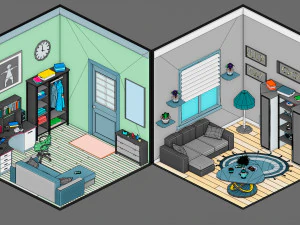 Low poly interior 3 3D Model