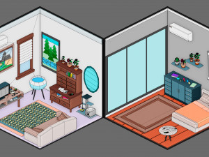 Low poly interior 3 3D 모델