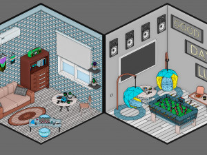 Low poly interior 3 3D 모델