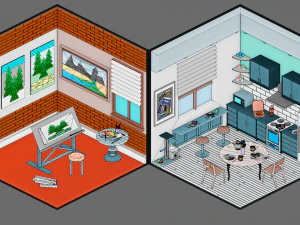 Low poly interior 3 3D Model