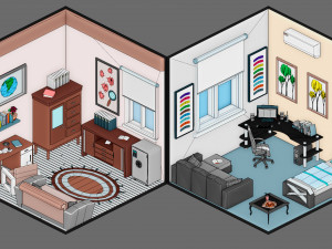 Low poly interior 3 3D 모델