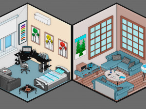 Low poly interior 3 3D 모델