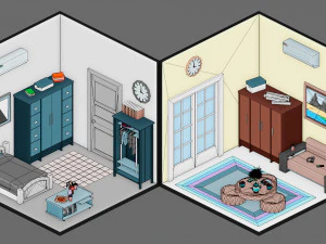 Low poly interior 3 3D Model
