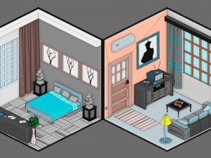 Low poly interior 3 3D 모델
