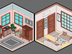 Low poly interior 3 3D 모델