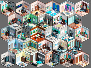 Low poly interior 3 3D 모델