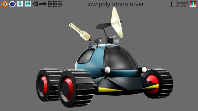 Low poly moon rover 3D 模型 .c4d .max .obj .3ds .fbx .stl .blend 