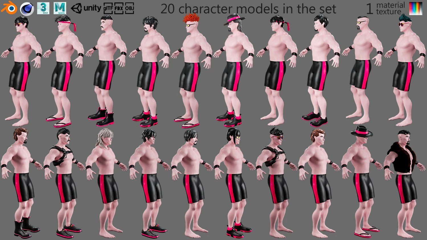 Characters-4 street fighter 3D Model .c4d .max .obj .3ds .fbx .stl .blend 