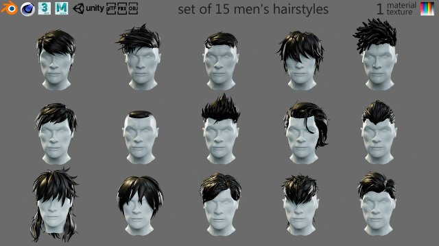 Cartoon hairstyles Modèle 3D .c4d .max .obj .3ds .fbx .stl .blend 