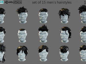 Cartoon hairstyles 3D Model