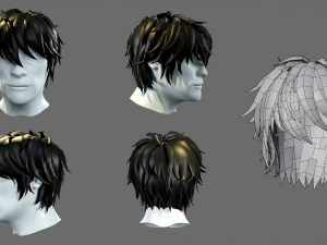 Cartoon hairstyles 3D Model