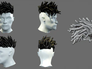 Cartoon hairstyles 3D Model