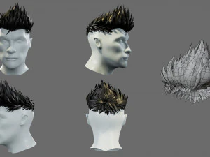 Cartoon hairstyles 3D Model