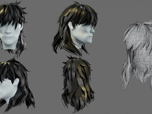 Cartoon hairstyles 3D Model