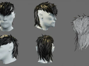 Cartoon hairstyles 3D Model
