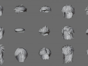 Cartoon hairstyles Modèle 3D